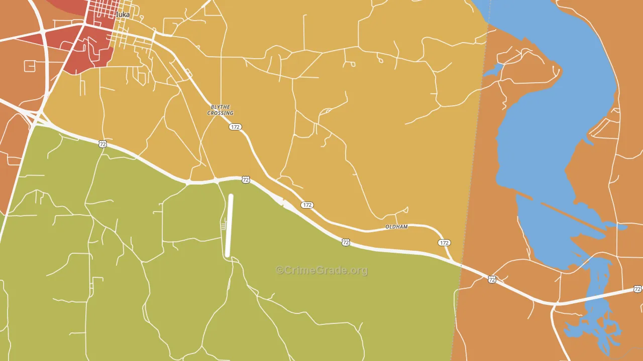 Oldham, MS Map of Vandalism Rates