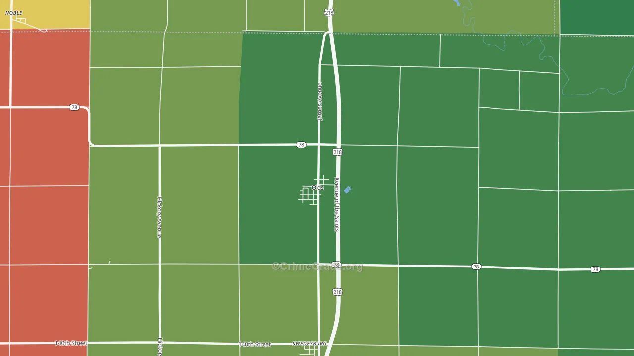Olds, IA Map of Vandalism Rates