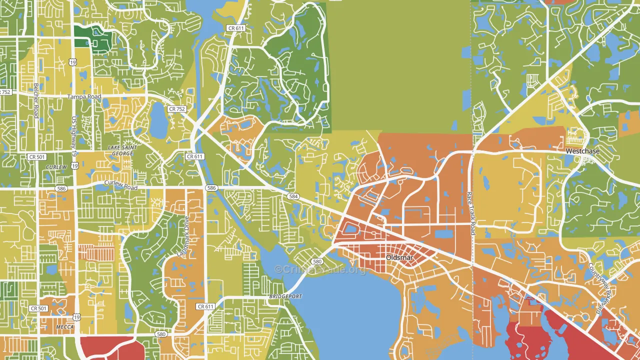Oldsmar, FL Map of Vandalism Rates