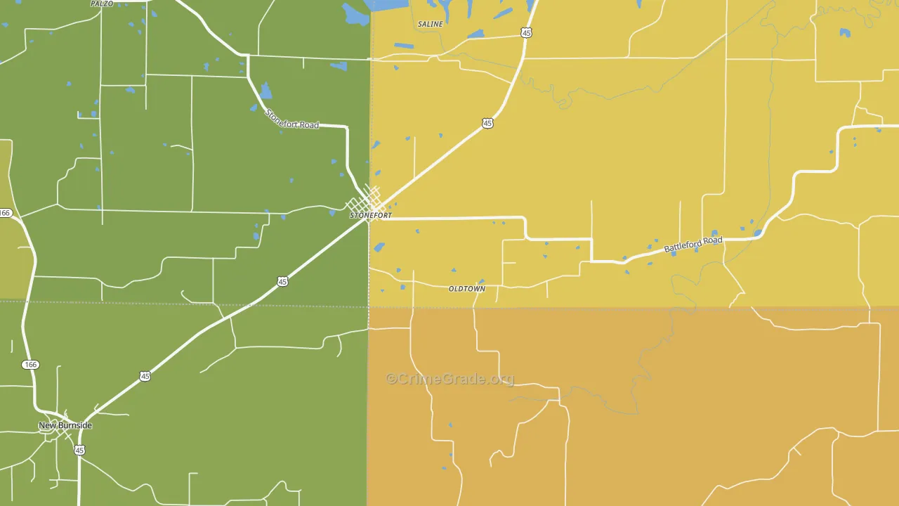 Oldtown, IL Map of Vandalism Rates