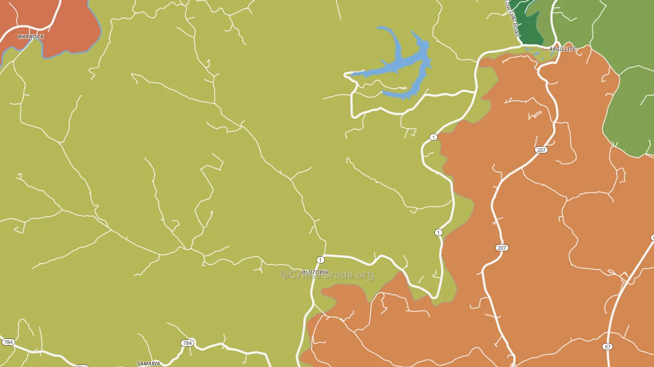 Oldtown, KY Map of Vandalism Rates