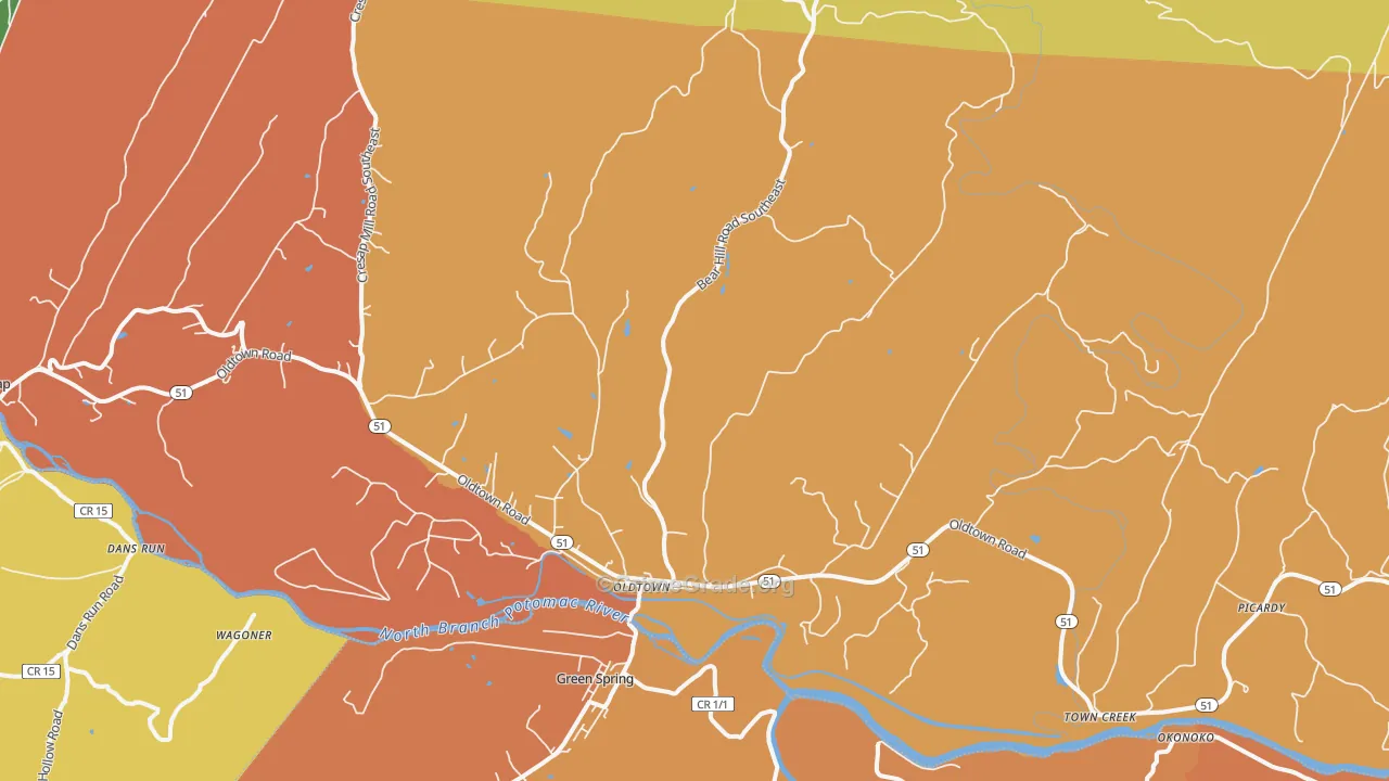 Oldtown, MD Map of Vandalism Rates