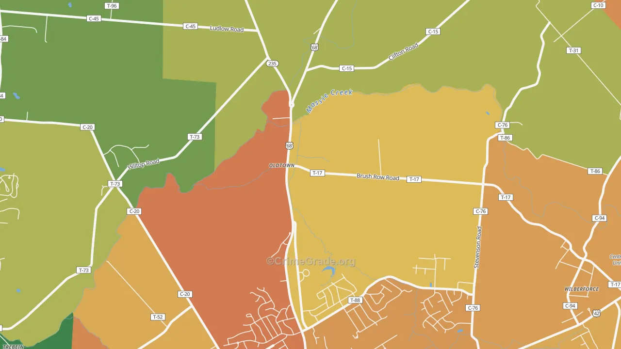 Oldtown, OH Map of Vandalism Rates