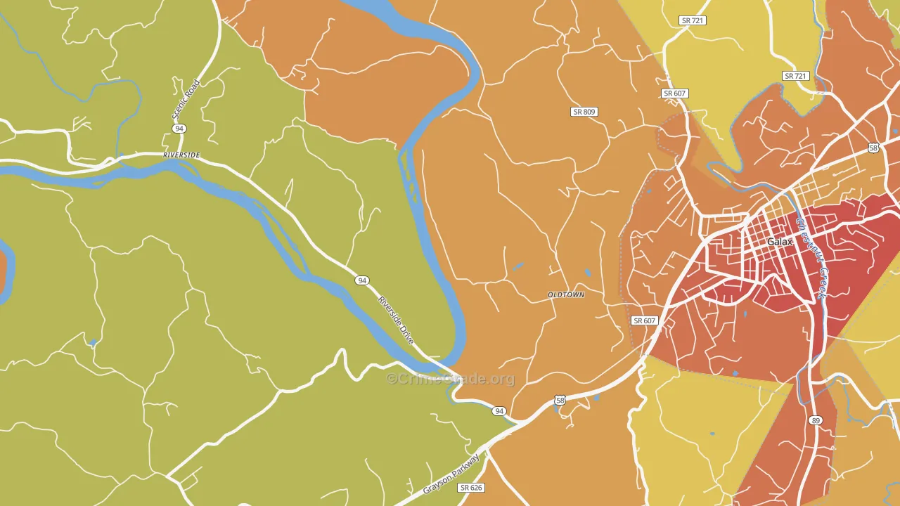 Oldtown, VA Map of Vandalism Rates