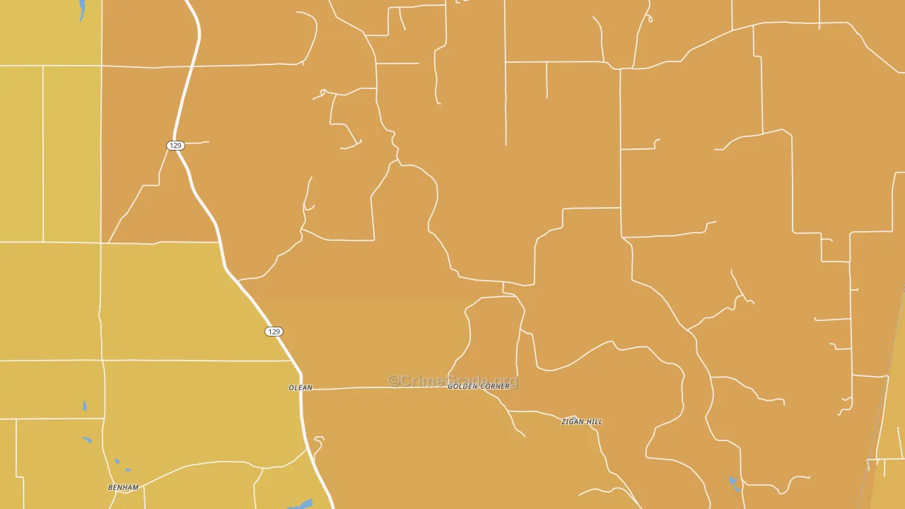 Olean, IN Map of Vandalism Rates