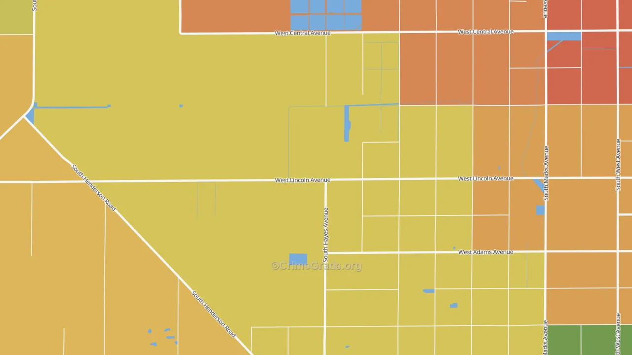 Oleander, CA Map of Vandalism Rates