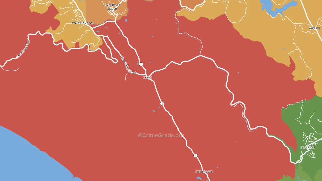 Olema, CA Map of Vandalism Rates