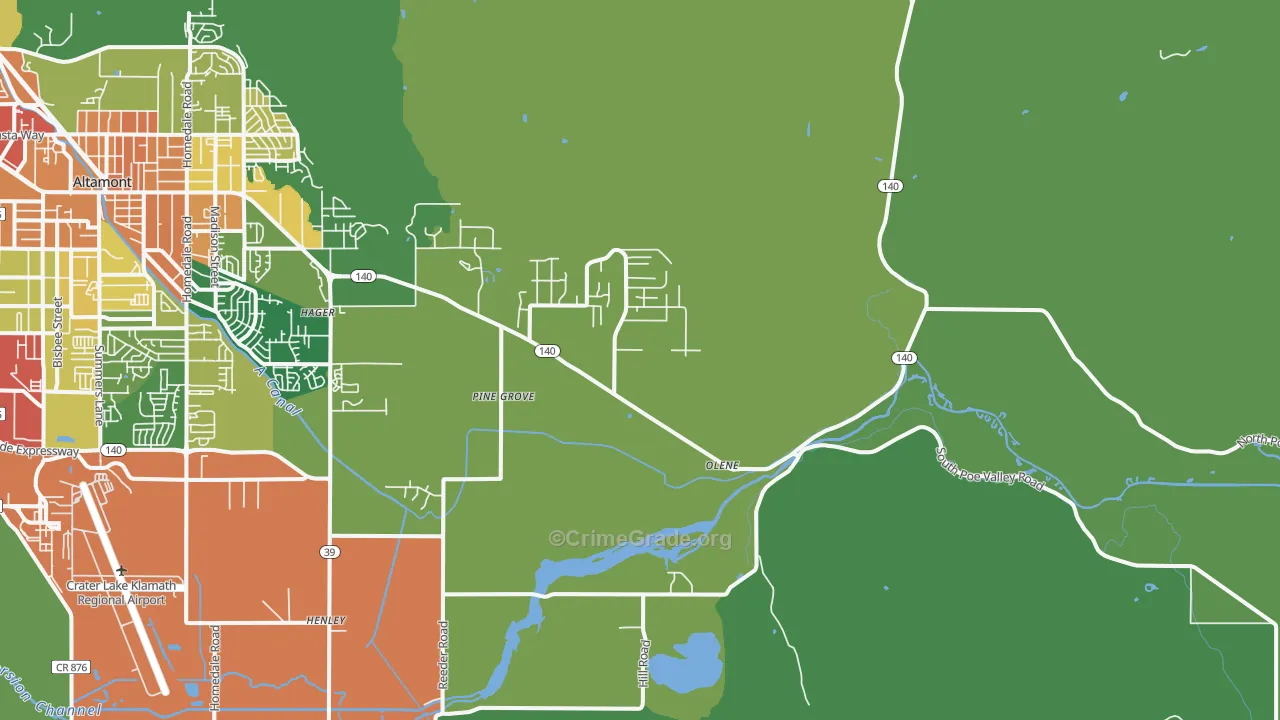 Olene, OR Map of Vandalism Rates