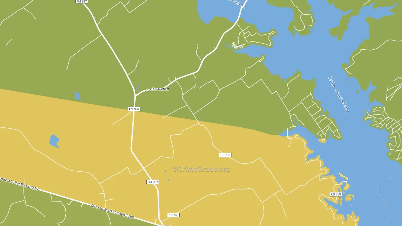 Oletha, TX Map of Vandalism Rates