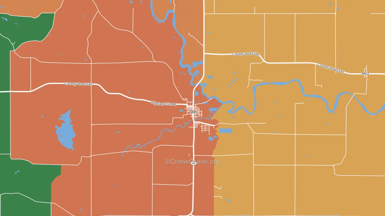 Olin, IA Map of Vandalism Rates