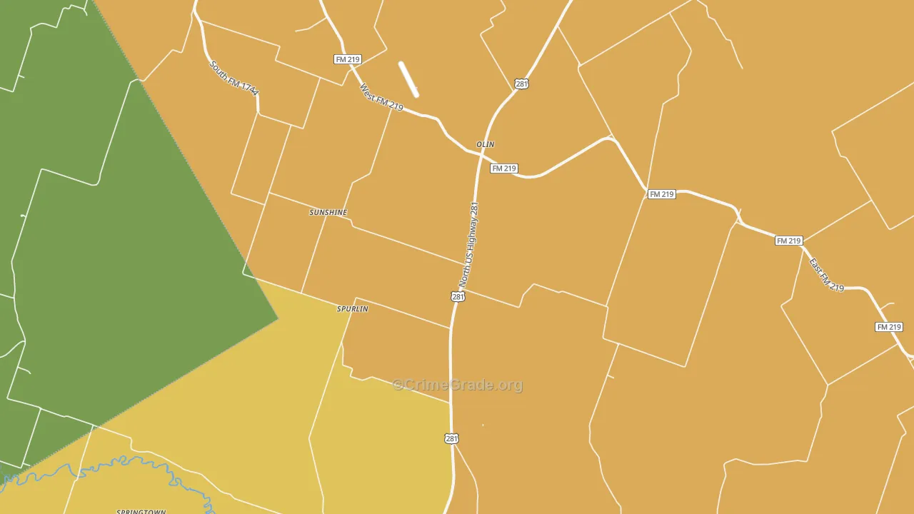Olin, TX Map of Vandalism Rates
