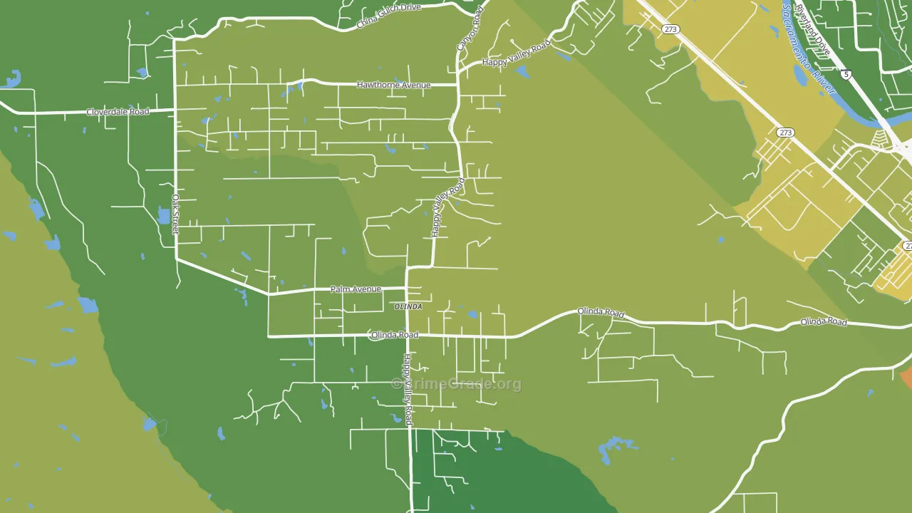 Olinda, CA Map of Vandalism Rates