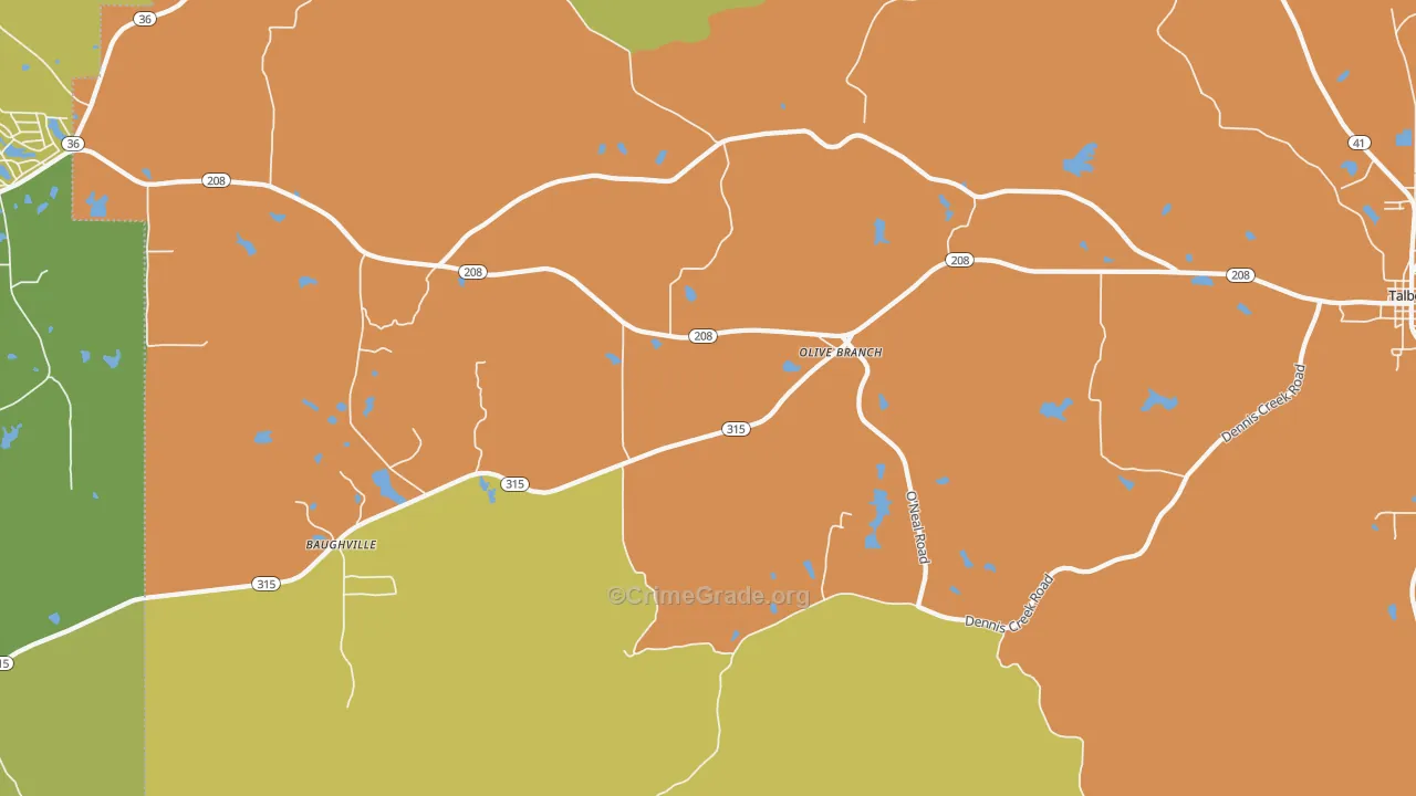 Olive Branch, GA Map of Vandalism Rates