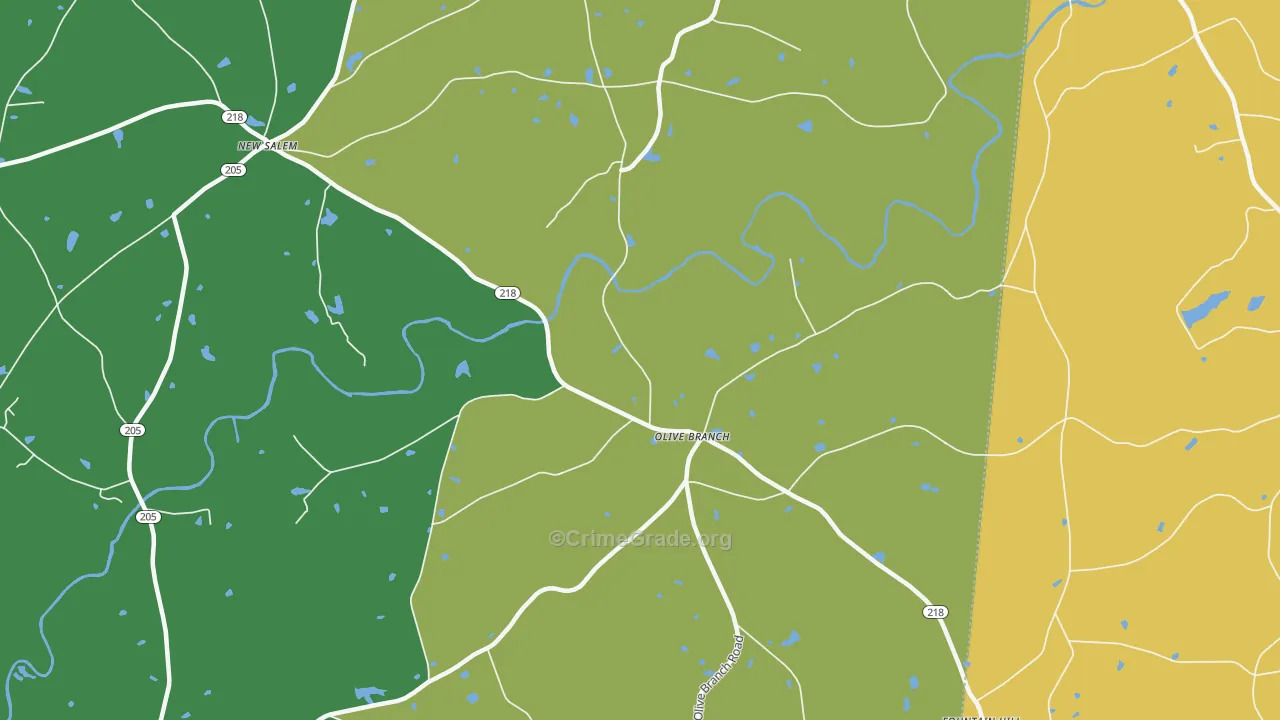 Olive Branch, NC Map of Vandalism Rates