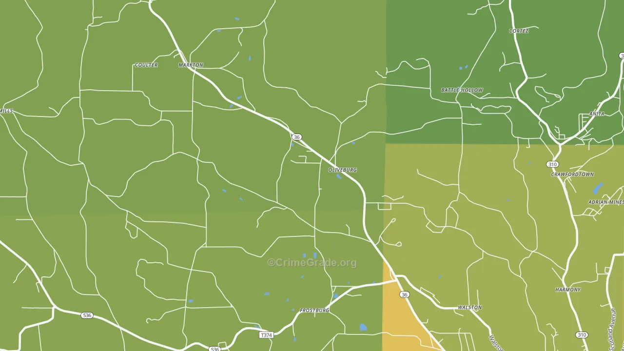 Oliveburg, PA Map of Vandalism Rates