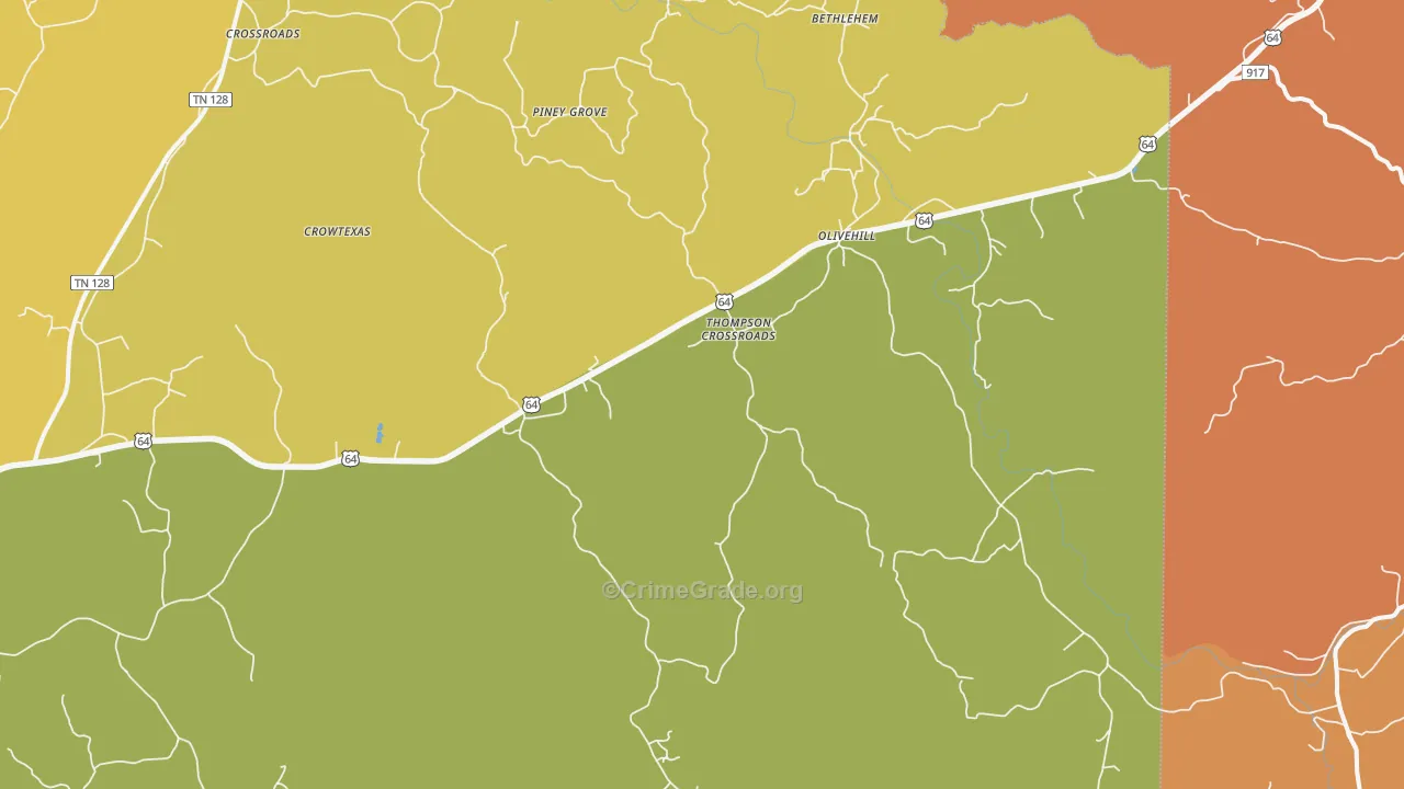 Olivehill, TN Map of Vandalism Rates