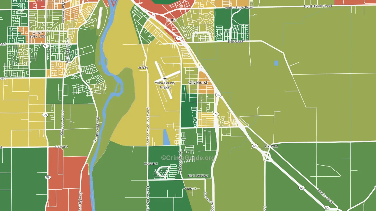 Olivehurst, CA Map of Vandalism Rates