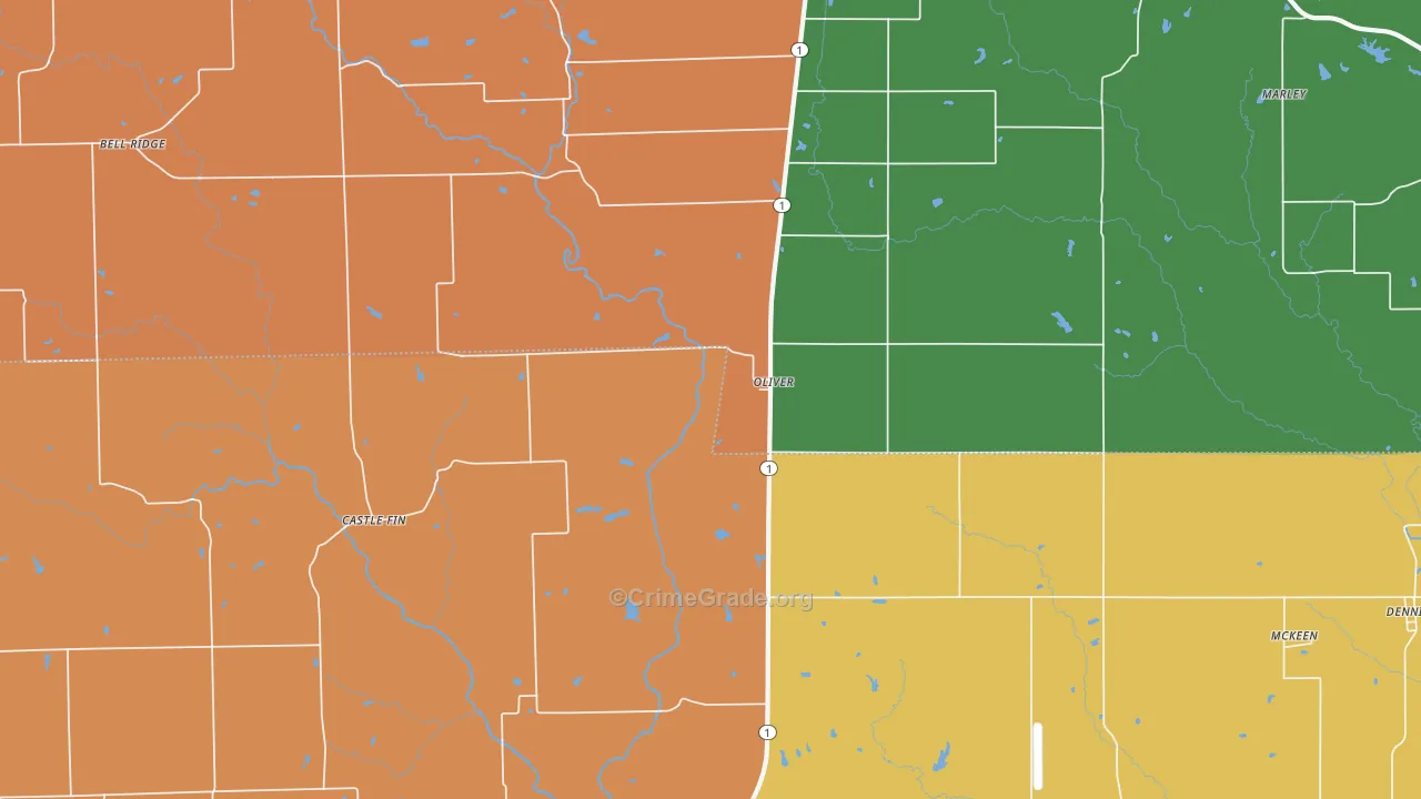 Oliver, IL Map of Vandalism Rates