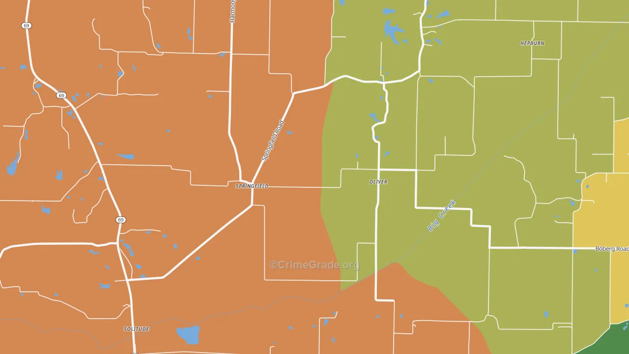 Oliver, IN Map of Vandalism Rates