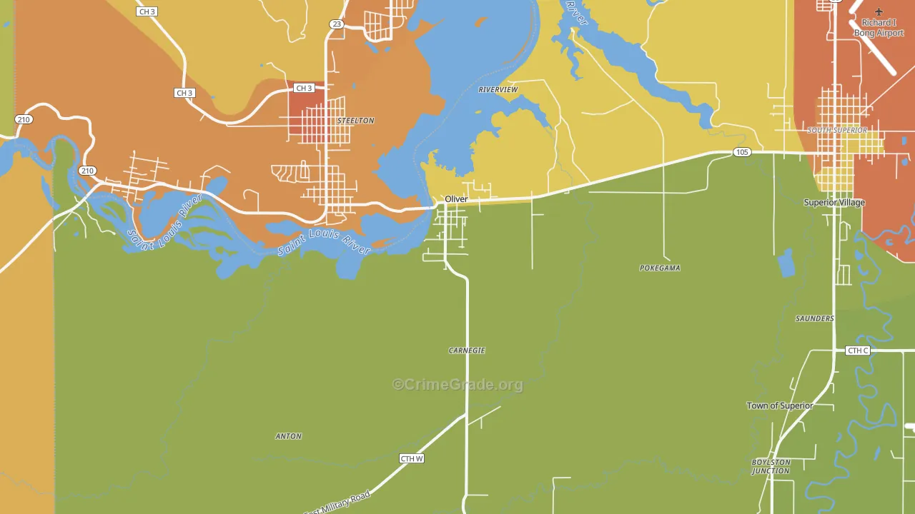 Oliver, WI Map of Vandalism Rates