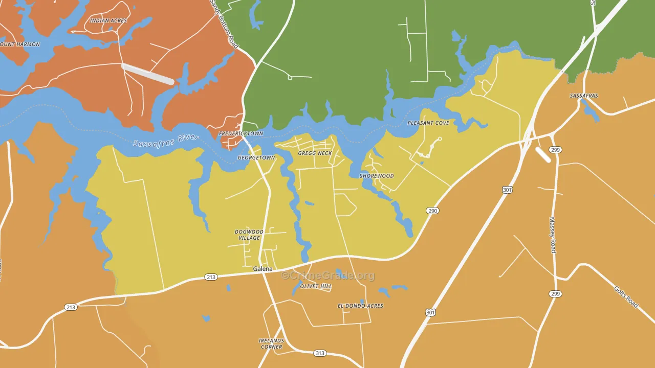 Olivet Hill, MD Map of Vandalism Rates