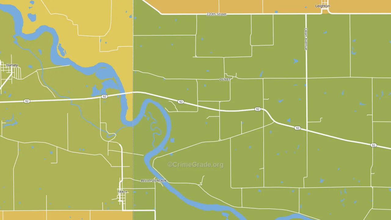 Olivet, IA Map of Vandalism Rates