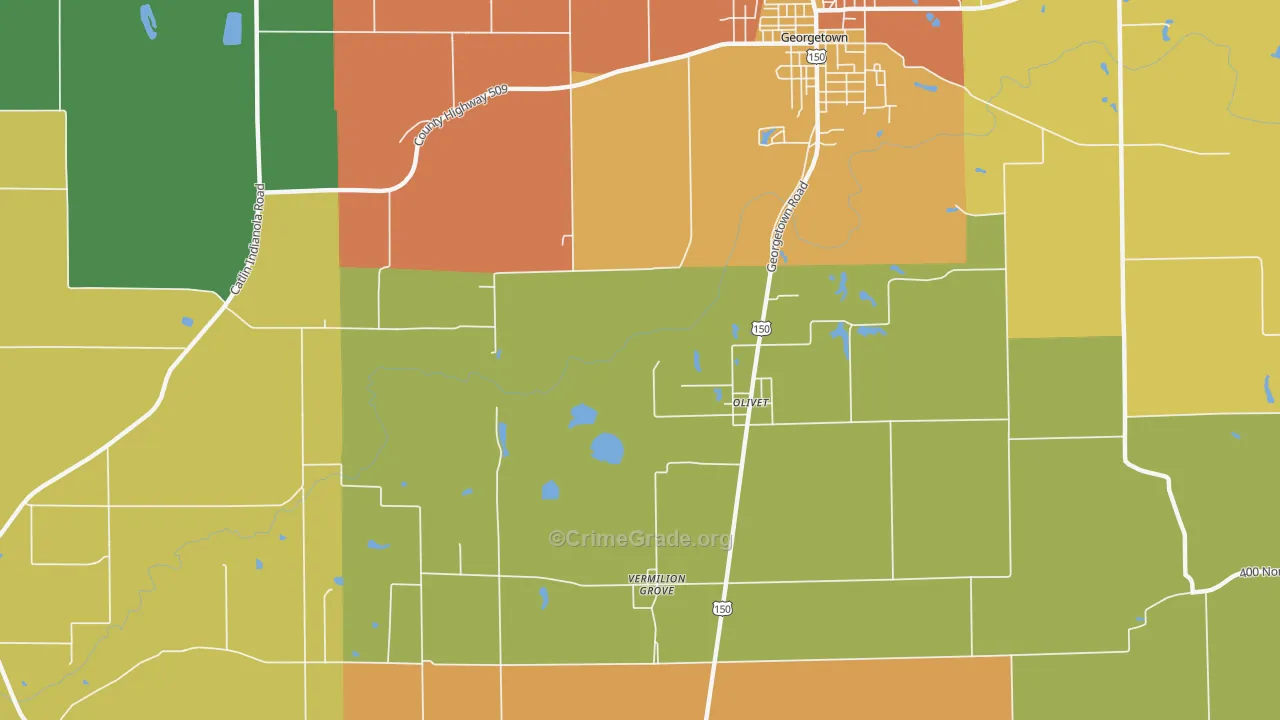 Olivet, IL Map of Vandalism Rates
