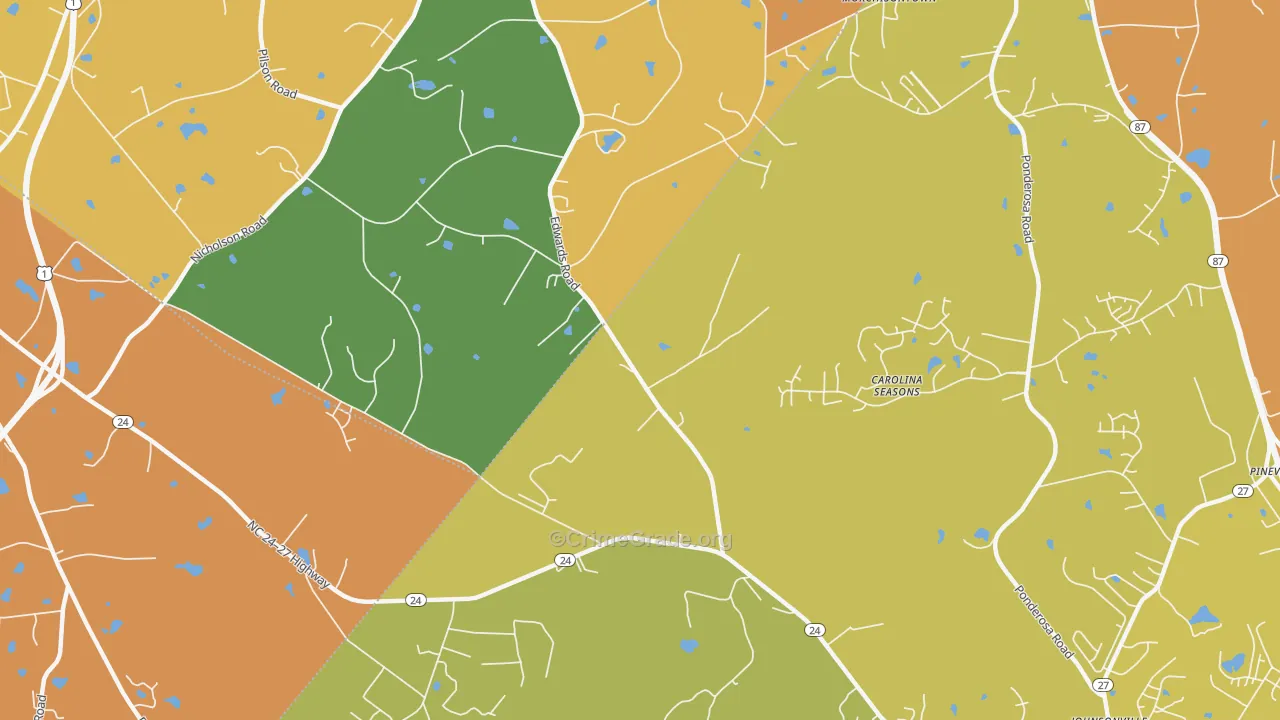 Olivia, NC Map of Vandalism Rates