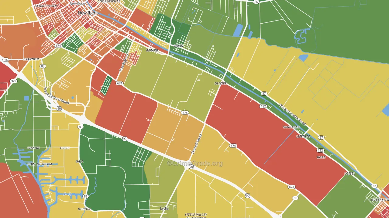 Olivier, LA Map of Vandalism Rates
