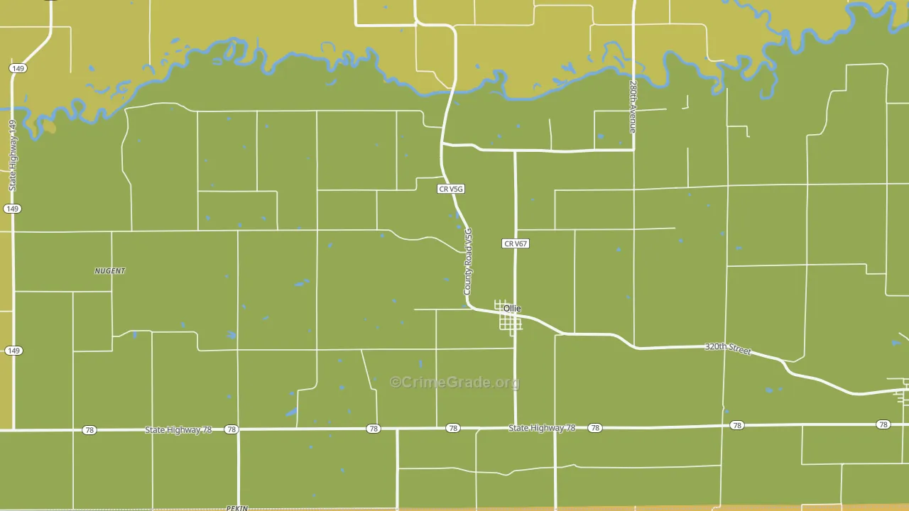 Ollie, IA Map of Vandalism Rates