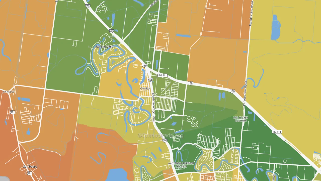 Olmito, TX Map of Vandalism Rates