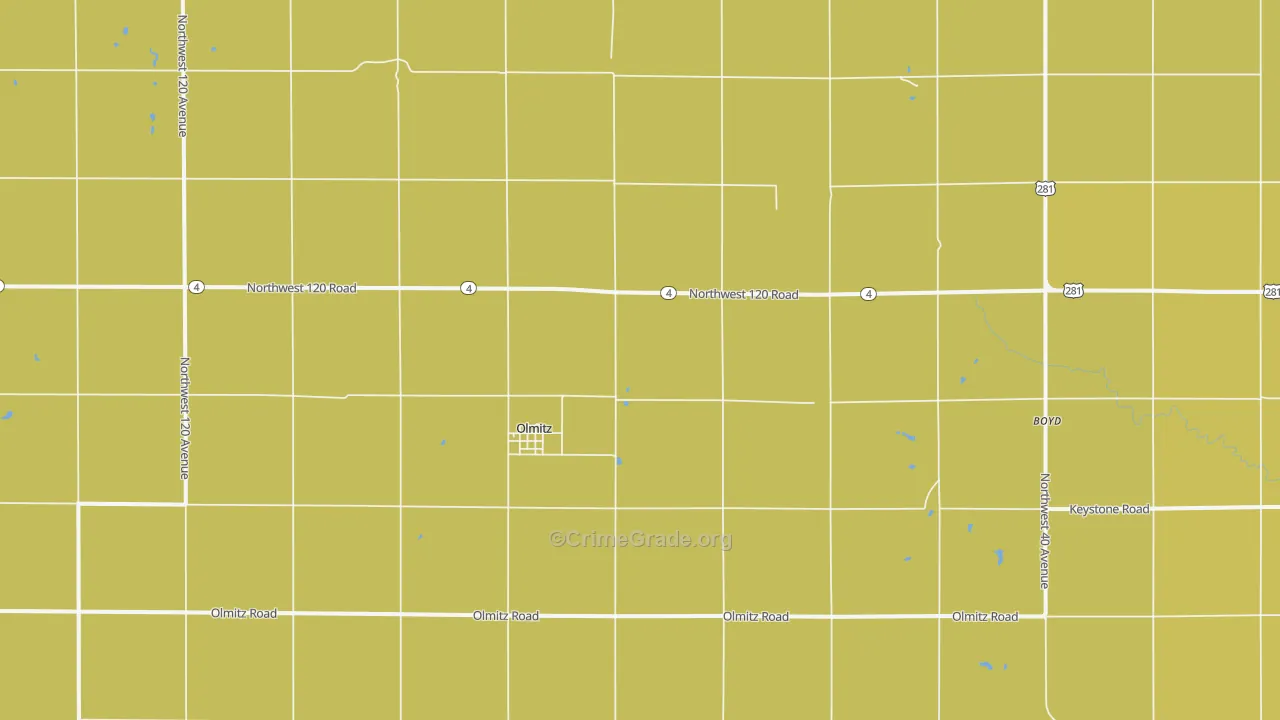 Olmitz, KS Map of Vandalism Rates