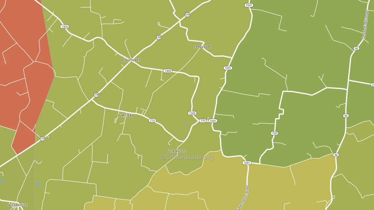 Olmstead, KY Map of Vandalism Rates