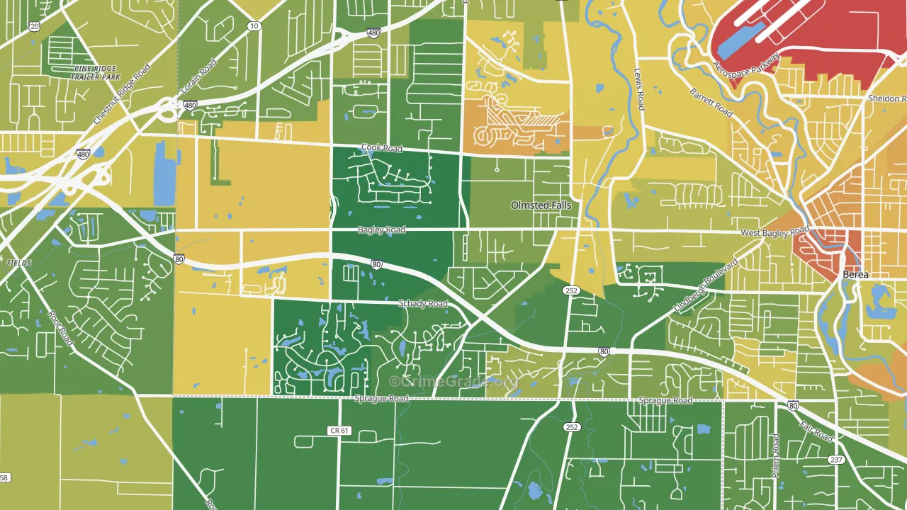 Olmsted Falls, OH Map of Vandalism Rates