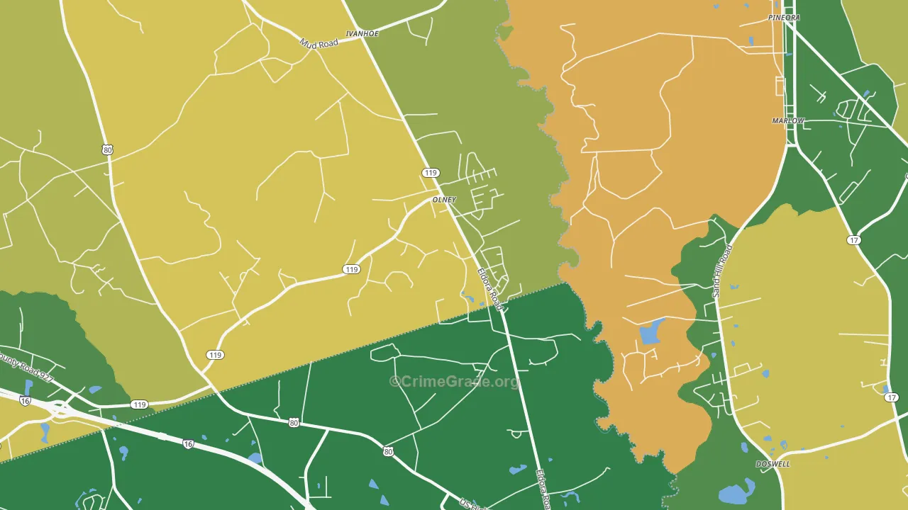 Olney, GA Map of Vandalism Rates