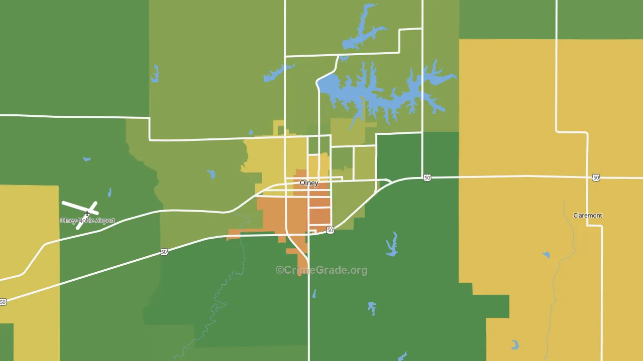 Olney, IL Map of Vandalism Rates