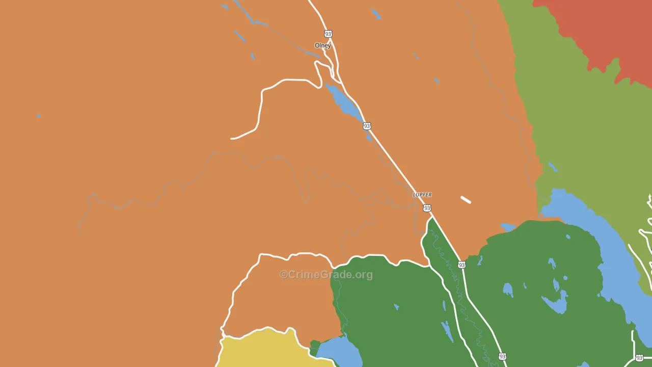 Olney, MT Map of Vandalism Rates