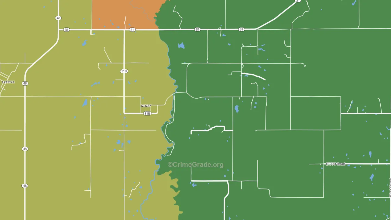 Olney, OK Map of Vandalism Rates