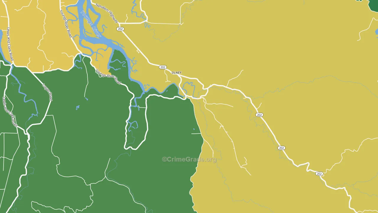 Olney, OR Map of Vandalism Rates
