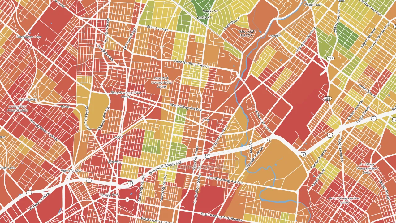Olney, Philadelphia, PA Map of Vandalism Rates