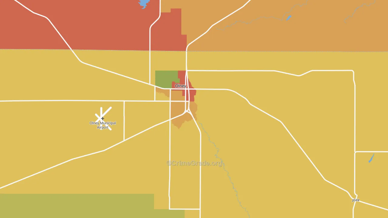 Olney, TX Map of Vandalism Rates