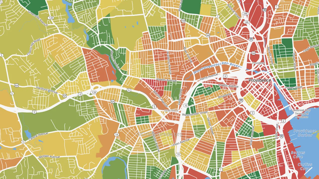 Olneyville, Providence, RI Map of Vandalism Rates