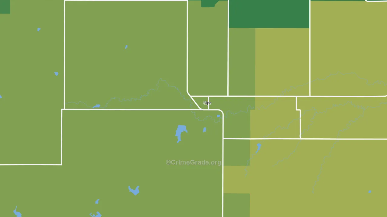Olpe, KS Map of Vandalism Rates