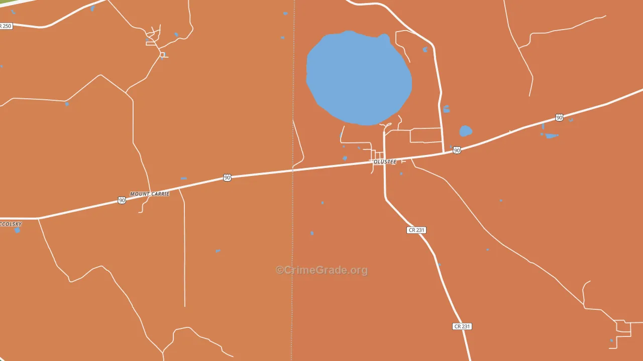 Olustee, FL Map of Vandalism Rates
