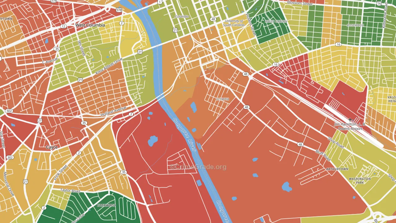 Olympia, SC Map of Vandalism Rates