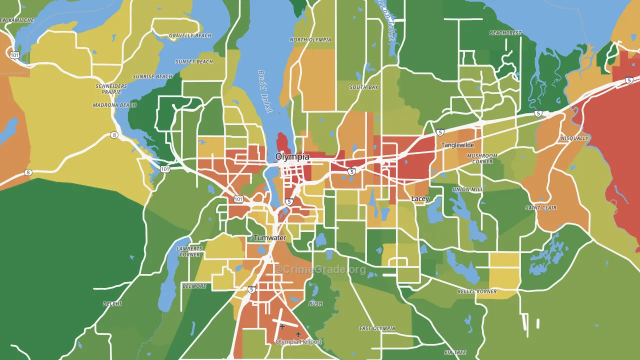 Olympia, WA Map of Vandalism Rates