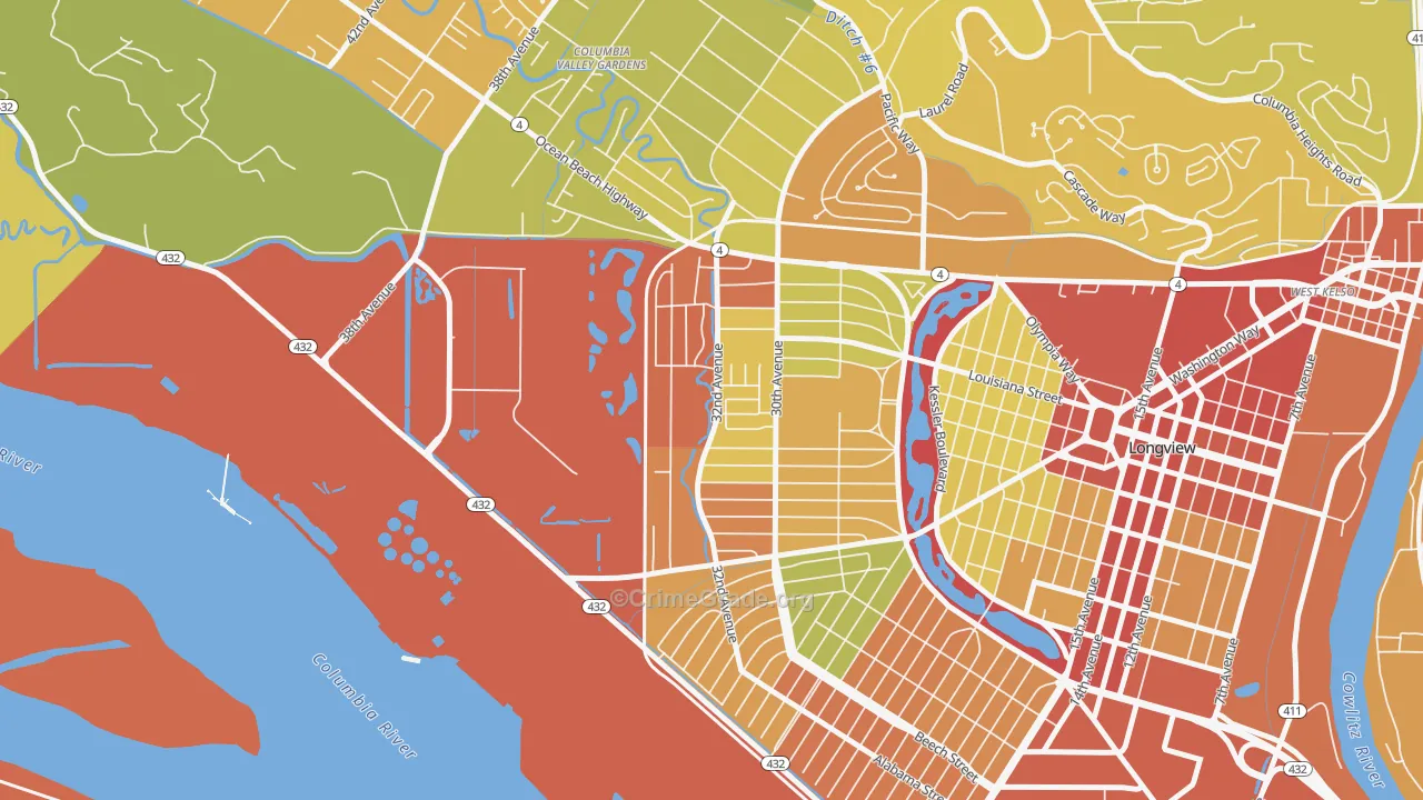 Olympic West, Longview, WA Map of Vandalism Rates