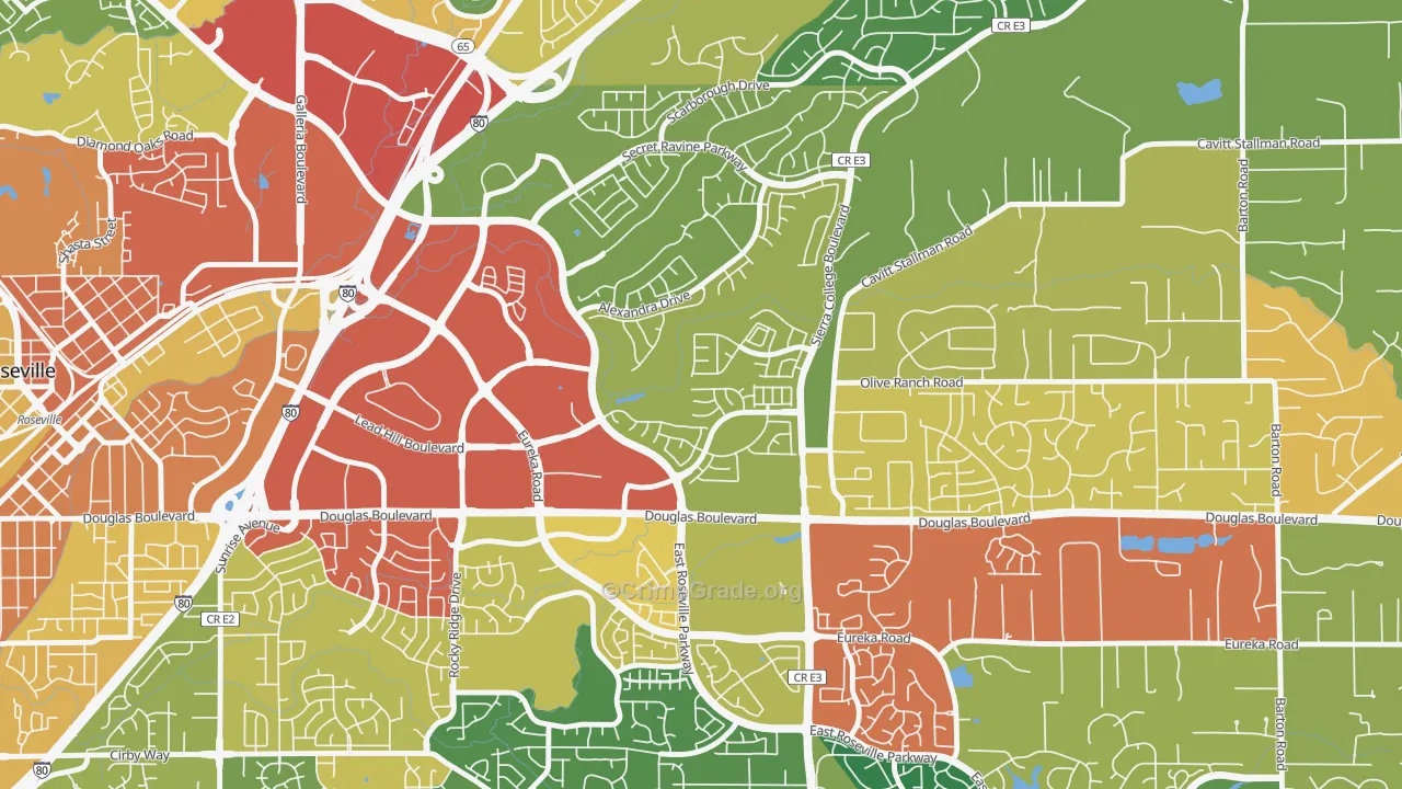 Olympus Pointe, Roseville, CA Map of Vandalism Rates