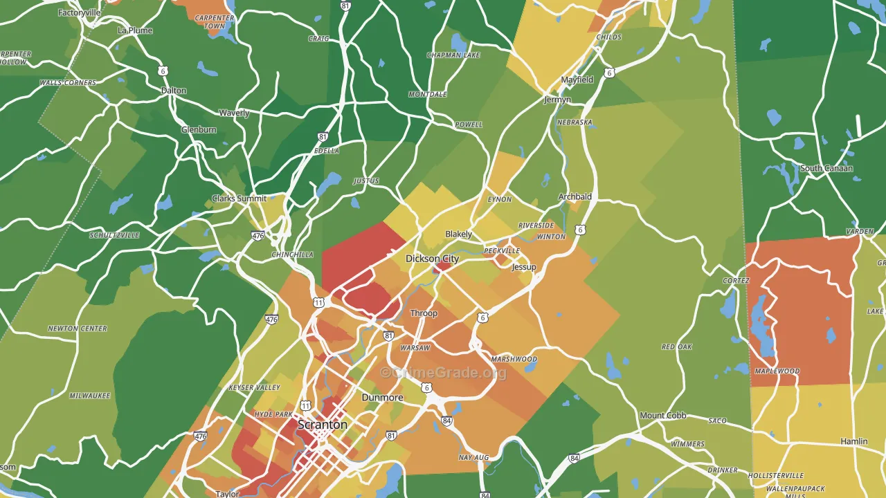 Olyphant, PA Map of Vandalism Rates