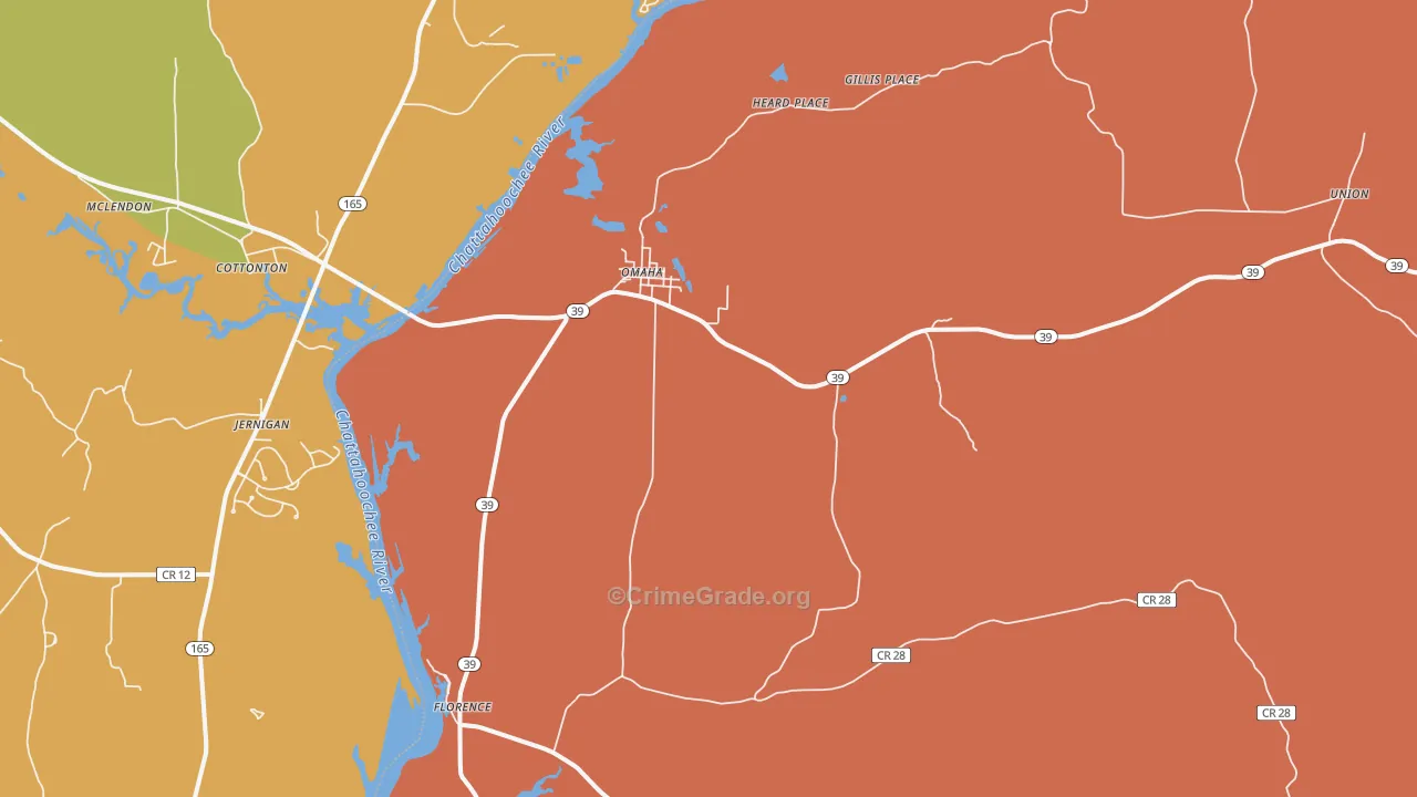 Omaha, GA Map of Vandalism Rates